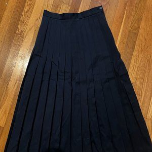Navy Pleated High Waist 100% Wool Vintage Skirt Liz Claiborne